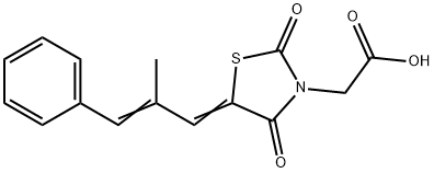 [5-(2-methyl-3-phenylprop-2-enylidene)-2,4-dioxo-1,3-thiazolidin-3-yl]acetic acid Struktur