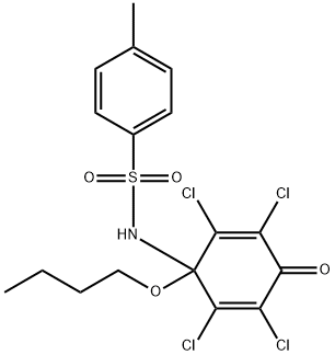 N-(1-butoxy-2,3,5,6-tetrachloro-4-oxo-2,5-cyclohexadien-1-yl)-4-methylbenzenesulfonamide Struktur