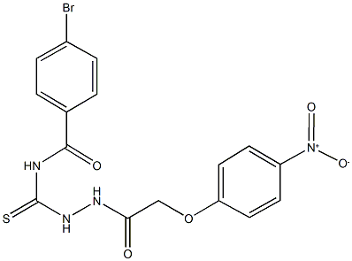 4-bromo-N-{[2-({4-nitrophenoxy}acetyl)hydrazino]carbothioyl}benzamide Struktur