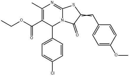 ethyl 5-(4-chlorophenyl)-2-(4-methoxybenzylidene)-7-methyl-3-oxo-2,3-dihydro-5H-[1,3]thiazolo[3,2-a]pyrimidine-6-carboxylate Struktur