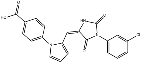 4-(2-{[1-(3-chlorophenyl)-2,5-dioxo-4-imidazolidinylidene]methyl}-1H-pyrrol-1-yl)benzoic acid Struktur