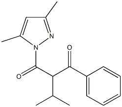 2-[(3,5-dimethyl-1H-pyrazol-1-yl)carbonyl]-3-methyl-1-phenyl-1-butanone Struktur