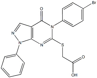 {[5-(4-bromophenyl)-4-oxo-1-phenyl-4,5-dihydro-1H-pyrazolo[3,4-d]pyrimidin-6-yl]sulfanyl}acetic acid Struktur