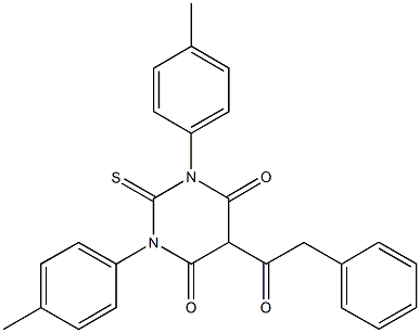 1,3-bis(4-methylphenyl)-5-(phenylacetyl)-2-thioxodihydro-4,6(1H,5H)-pyrimidinedione Struktur