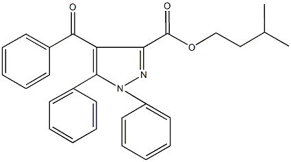 isopentyl 4-benzoyl-1,5-diphenyl-1H-pyrazole-3-carboxylate Struktur