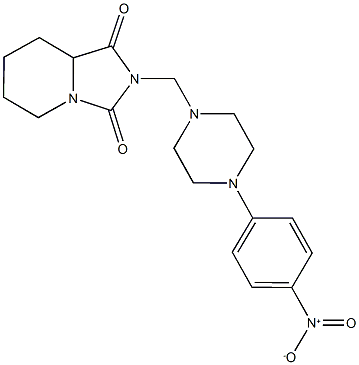 2-[(4-{4-nitrophenyl}-1-piperazinyl)methyl]tetrahydroimidazo[1,5-a]pyridine-1,3(2H,5H)-dione Struktur