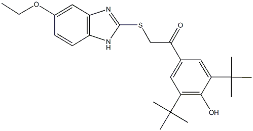 1-(3,5-ditert-butyl-4-hydroxyphenyl)-2-[(6-ethoxy-1H-benzimidazol-2-yl)sulfanyl]ethanone Struktur