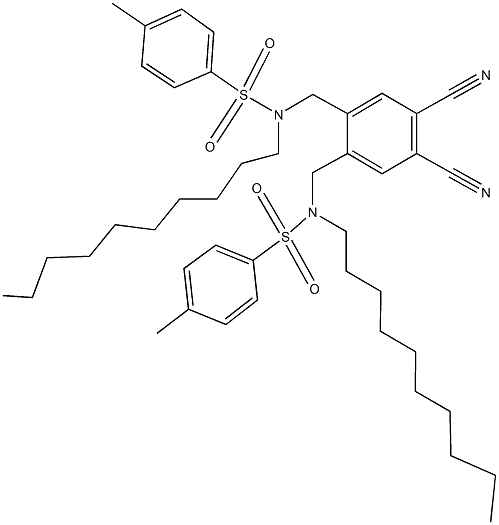 N-decyl-N-[4,5-dicyano-2-({decyl[(4-methylphenyl)sulfonyl]amino}methyl)benzyl]-4-methylbenzenesulfonamide Struktur