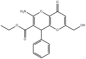 ethyl 2-amino-6-(hydroxymethyl)-8-oxo-4-phenyl-4,8-dihydropyrano[3,2-b]pyran-3-carboxylate Struktur