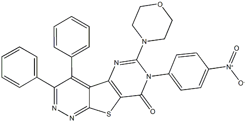 7-{4-nitrophenyl}-6-(4-morpholinyl)-3,4-diphenylpyrimido[4',5':4,5]thieno[2,3-c]pyridazin-8(7H)-one Struktur