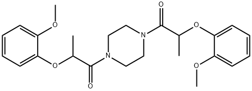 1,4-bis[2-(2-methoxyphenoxy)propanoyl]piperazine Struktur