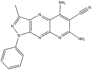 5,7-diamino-3-methyl-1-phenyl-1H-pyrazolo[3,4-b]pyrido[3,2-e]pyrazine-6-carbonitrile Struktur