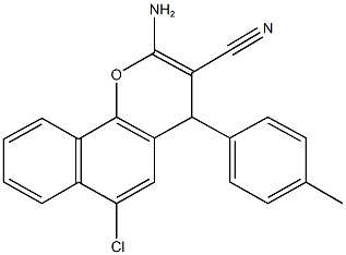 2-amino-6-chloro-4-(4-methylphenyl)-4H-benzo[h]chromene-3-carbonitrile Struktur