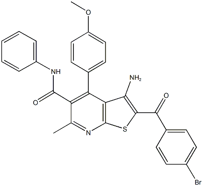 3-amino-2-(4-bromobenzoyl)-4-(4-methoxyphenyl)-6-methyl-N-phenylthieno[2,3-b]pyridine-5-carboxamide Struktur