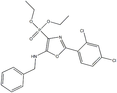 diethyl 5-(benzylamino)-2-(2,4-dichlorophenyl)-1,3-oxazol-4-ylphosphonate Struktur