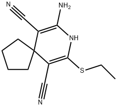 7-amino-9-(ethylsulfanyl)-8-azaspiro[4.5]deca-6,9-diene-6,10-dicarbonitrile Struktur