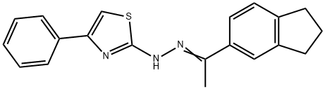 1-(2,3-dihydro-1H-inden-5-yl)ethanone (4-phenyl-1,3-thiazol-2-yl)hydrazone Struktur