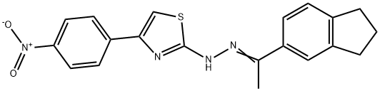 1-(2,3-dihydro-1H-inden-5-yl)ethanone (4-{4-nitrophenyl}-1,3-thiazol-2-yl)hydrazone Struktur