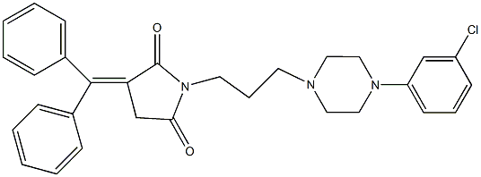 1-{3-[4-(3-chlorophenyl)-1-piperazinyl]propyl}-3-(diphenylmethylene)-2,5-pyrrolidinedione Struktur