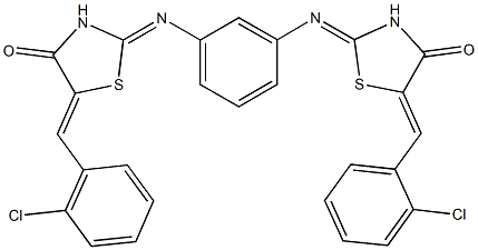 5-(2-chlorobenzylidene)-2-[(3-{[5-(2-chlorobenzylidene)-4-oxo-1,3-thiazolidin-2-ylidene]amino}phenyl)imino]-1,3-thiazolidin-4-one Struktur