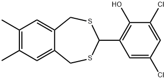 2,4-dichloro-6-(7,8-dimethyl-1,5-dihydro-2,4-benzodithiepin-3-yl)phenol Struktur