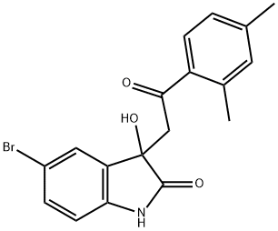 5-bromo-3-[2-(2,4-dimethylphenyl)-2-oxoethyl]-3-hydroxy-1,3-dihydro-2H-indol-2-one Struktur