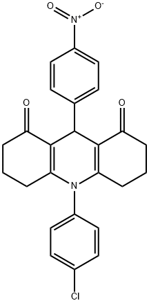 10-(4-chlorophenyl)-9-{4-nitrophenyl}-3,4,6,7,9,10-hexahydro-1,8(2H,5H)-acridinedione Struktur