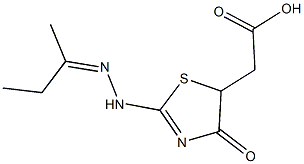 {2-[2-(1-methylpropylidene)hydrazino]-4-oxo-4,5-dihydro-1,3-thiazol-5-yl}acetic acid Struktur