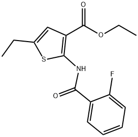 ethyl 5-ethyl-2-[(2-fluorobenzoyl)amino]-3-thiophenecarboxylate Struktur