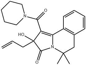 2-allyl-2-hydroxy-5,5-dimethyl-1-(1-piperidinylcarbonyl)-5,6-dihydropyrrolo[2,1-a]isoquinolin-3(2H)-one Struktur