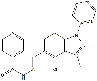 N'-{[4-chloro-3-methyl-1-(2-pyridinyl)-6,7-dihydro-1H-indazol-5-yl]methylene}isonicotinohydrazide Struktur