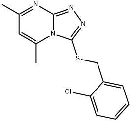 3-[(2-chlorobenzyl)sulfanyl]-5,7-dimethyl[1,2,4]triazolo[4,3-a]pyrimidine Struktur