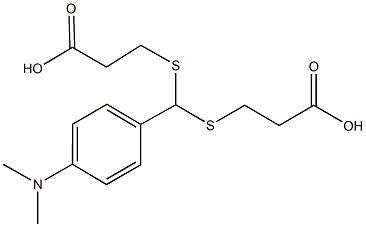 3-({[(2-carboxyethyl)sulfanyl][4-(dimethylamino)phenyl]methyl}sulfanyl)propanoic acid Struktur