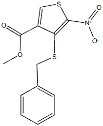 methyl 4-(benzylsulfanyl)-5-nitro-3-thiophenecarboxylate Struktur