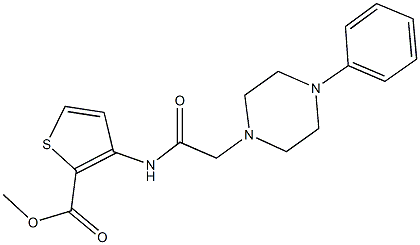 methyl 3-{[(4-phenyl-1-piperazinyl)acetyl]amino}-2-thiophenecarboxylate Struktur