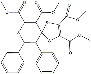 tetramethyl 9,10-diphenyl-1,4,8-trithiaspiro[4.5]deca-2,6,9-triene-2,3,6,7-tetracarboxylate Struktur