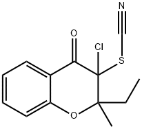 3-chloro-2-ethyl-2-methyl-4-oxo-3,4-dihydro-2H-chromen-3-yl thiocyanate Struktur