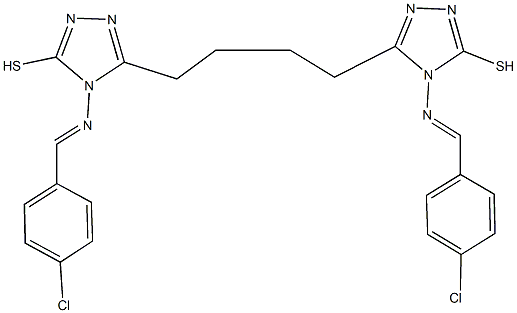 4-[(4-chlorobenzylidene)amino]-5-(4-{4-[(4-chlorobenzylidene)amino]-5-sulfanyl-4H-1,2,4-triazol-3-yl}butyl)-4H-1,2,4-triazol-3-yl hydrosulfide Struktur