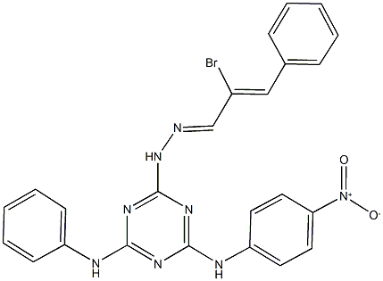 2-bromo-3-phenylacrylaldehyde (4-anilino-6-{4-nitroanilino}-1,3,5-triazin-2-yl)hydrazone Struktur