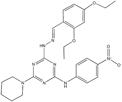 2,4-diethoxybenzaldehyde [4-{4-nitroanilino}-6-(1-piperidinyl)-1,3,5-triazin-2-yl]hydrazone Struktur