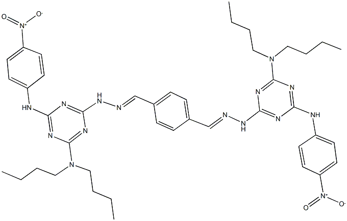 terephthalaldehyde bis[(4-(dibutylamino)-6-{4-nitroanilino}-1,3,5-triazin-2-yl)hydrazone] Struktur