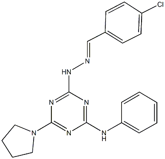 4-chlorobenzaldehyde [4-anilino-6-(1-pyrrolidinyl)-1,3,5-triazin-2-yl]hydrazone Struktur