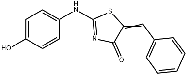 5-benzylidene-2-[(4-hydroxyphenyl)imino]-1,3-thiazolidin-4-one Struktur