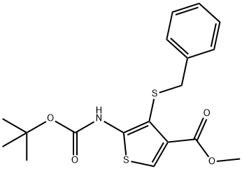 methyl 4-(benzylsulfanyl)-5-[(tert-butoxycarbonyl)amino]-3-thiophenecarboxylate Struktur