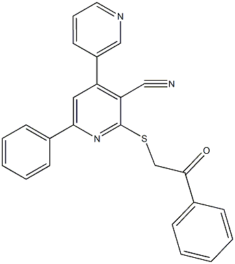 2-[(2-oxo-2-phenylethyl)sulfanyl]-6-phenyl-3',4-bipyridine-3-carbonitrile Struktur