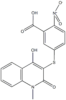 5-[(4-hydroxy-1-methyl-2-oxo-1,2-dihydro-3-quinolinyl)sulfanyl]-2-nitrobenzoic acid Struktur