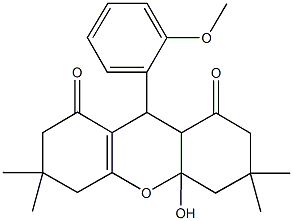 4a-hydroxy-9-(2-methoxyphenyl)-3,3,6,6-tetramethyl-3,4,4a,5,6,7,9,9a-octahydro-1H-xanthene-1,8(2H)-dione Struktur