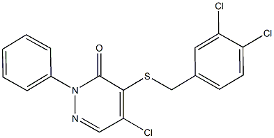 5-chloro-4-[(3,4-dichlorobenzyl)sulfanyl]-2-phenyl-3(2H)-pyridazinone Struktur