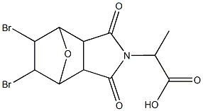 2-(8,9-dibromo-3,5-dioxo-10-oxa-4-azatricyclo[5.2.1.0~2,6~]dec-4-yl)propanoic acid Struktur