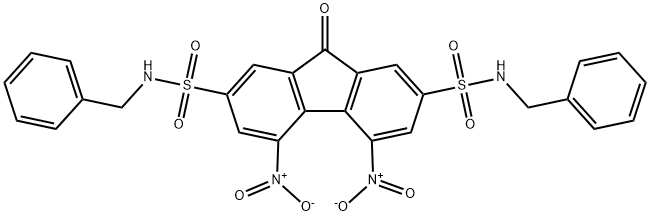 N~2~,N~7~-dibenzyl-4,5-bisnitro-9-oxo-9H-fluorene-2,7-disulfonamide Struktur